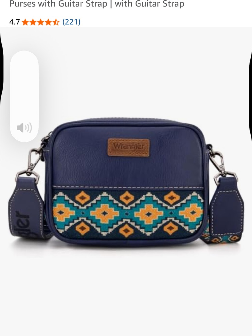 Wrangler Navy Crossbody with Teal and Mustard Patterned Band